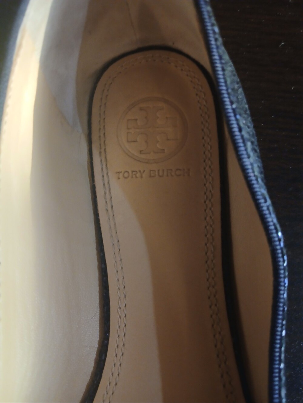 TORY BURCH black textured patent leather rhinestone flats - Picture 2 of 7
